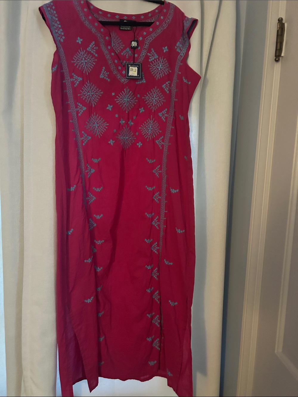 Sleeveless Pink Embroidered Maxi Dress by Unknown Brand